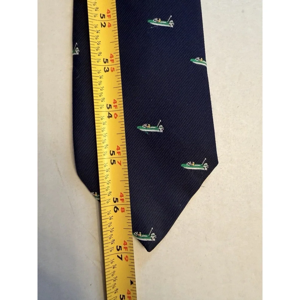 Cape Cod Neckwear Men's Navy Blue Boat Embroidered Skinny Tie Nautical Preppy